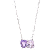 VIANNA 18K White Gold Amethyst and Diamond Necklace - SALE